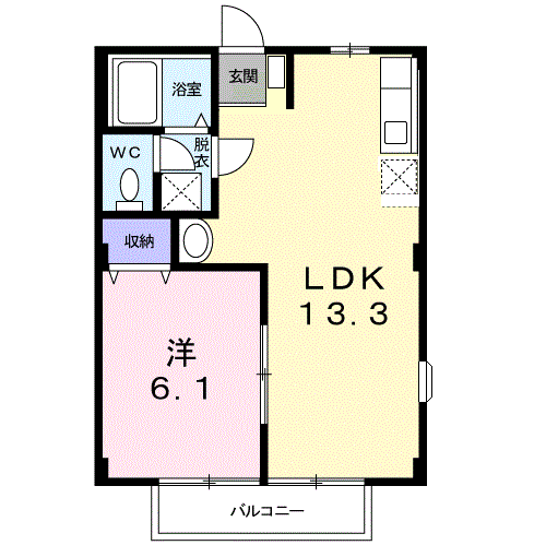 カーム山王(1LDK/1階)の間取り写真