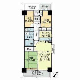 ライオンズマンションかしわ台(3LDK/2階)の間取り写真