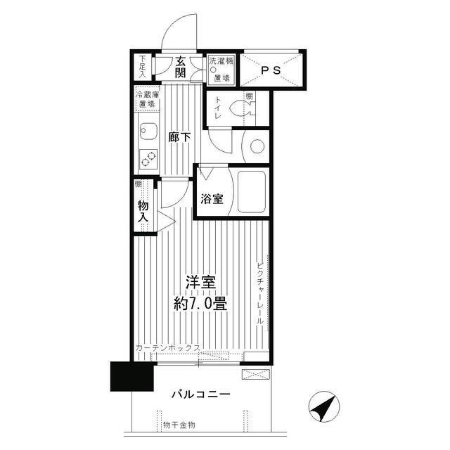 アルテーヌ新横浜(1K/7階)の間取り写真