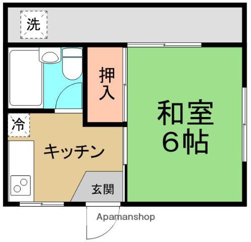 南武線 尻手駅 徒歩3分 2階建 築39年(1K/2階)の間取り写真