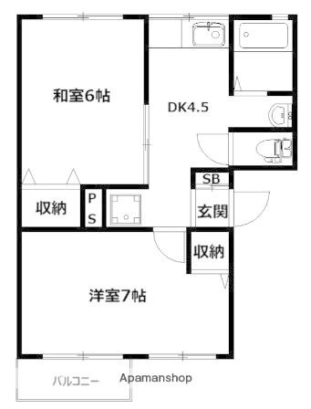 ベルナール(2DK/2階)の間取り写真