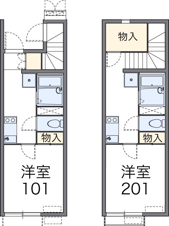 レオネクストツインコートⅠ(1K/2階)の間取り写真