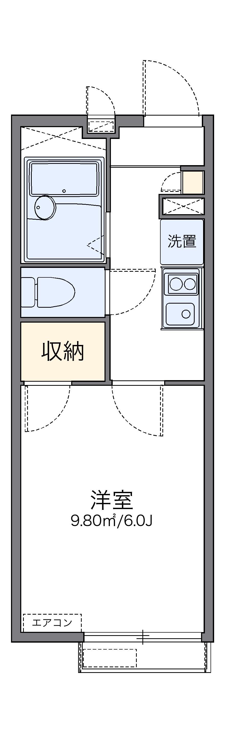 レオパレステラスつばさ(1K/2階)の間取り写真