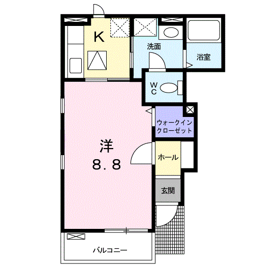 カルム中庭(1K/1階)の間取り写真