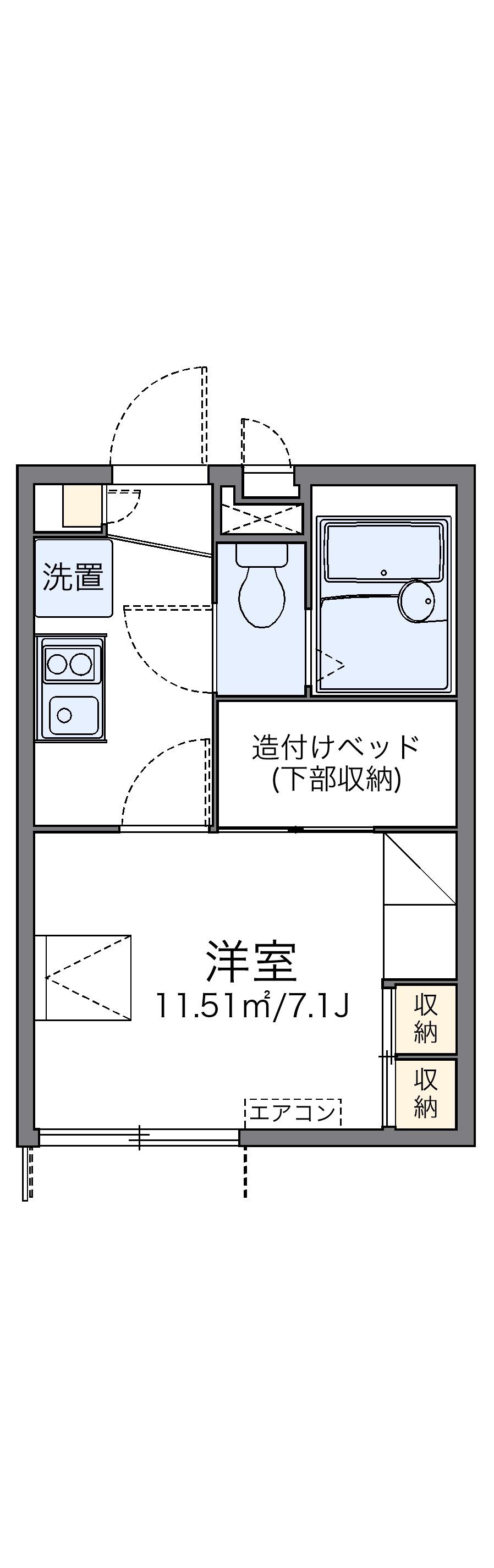 レオパレスストリームⅡ(1K/1階)の間取り写真