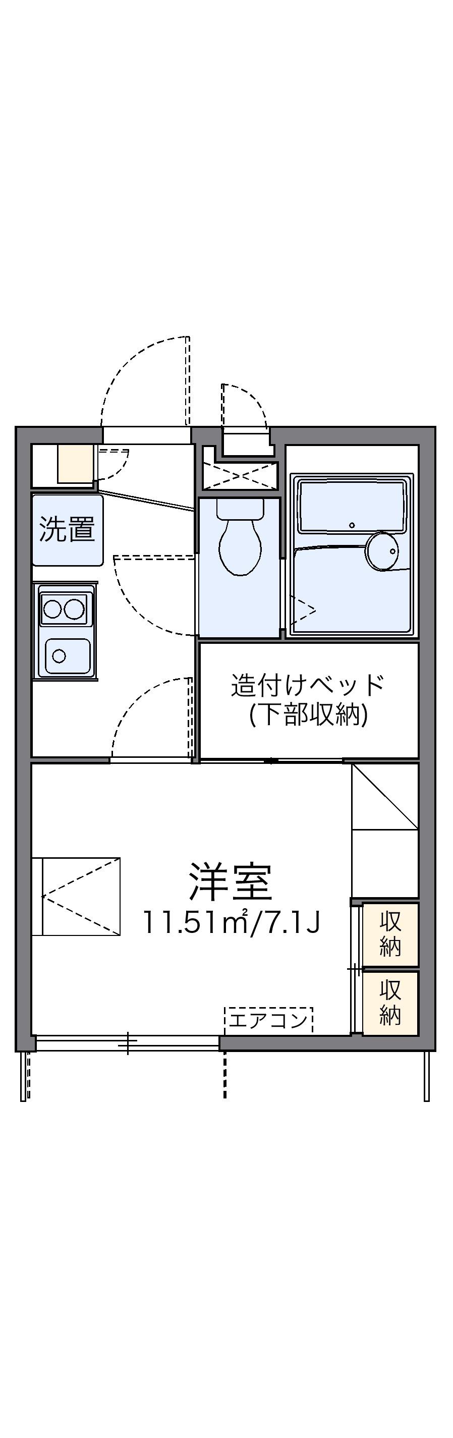 レオパレスストリームⅡ(1K/1階)の間取り写真