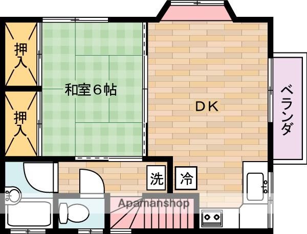 山崎コーポ(1DK/2階)の間取り写真