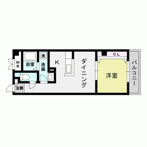 WEALTHY長谷(1DK/3階)の間取り写真