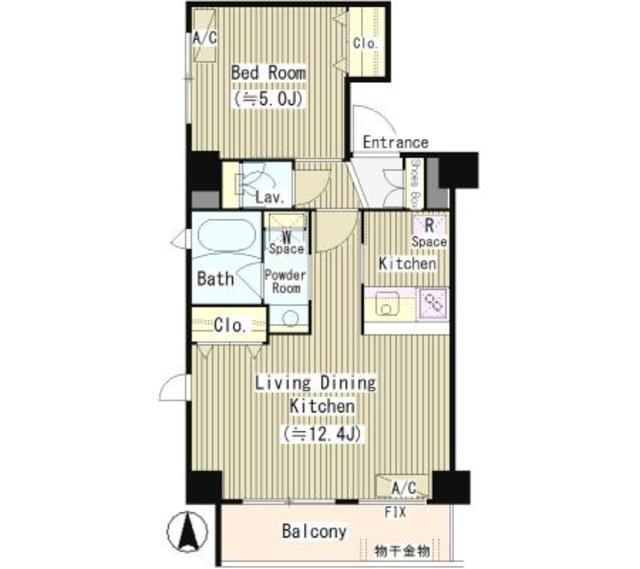 カーナ大井町(1LDK/5階)の間取り写真