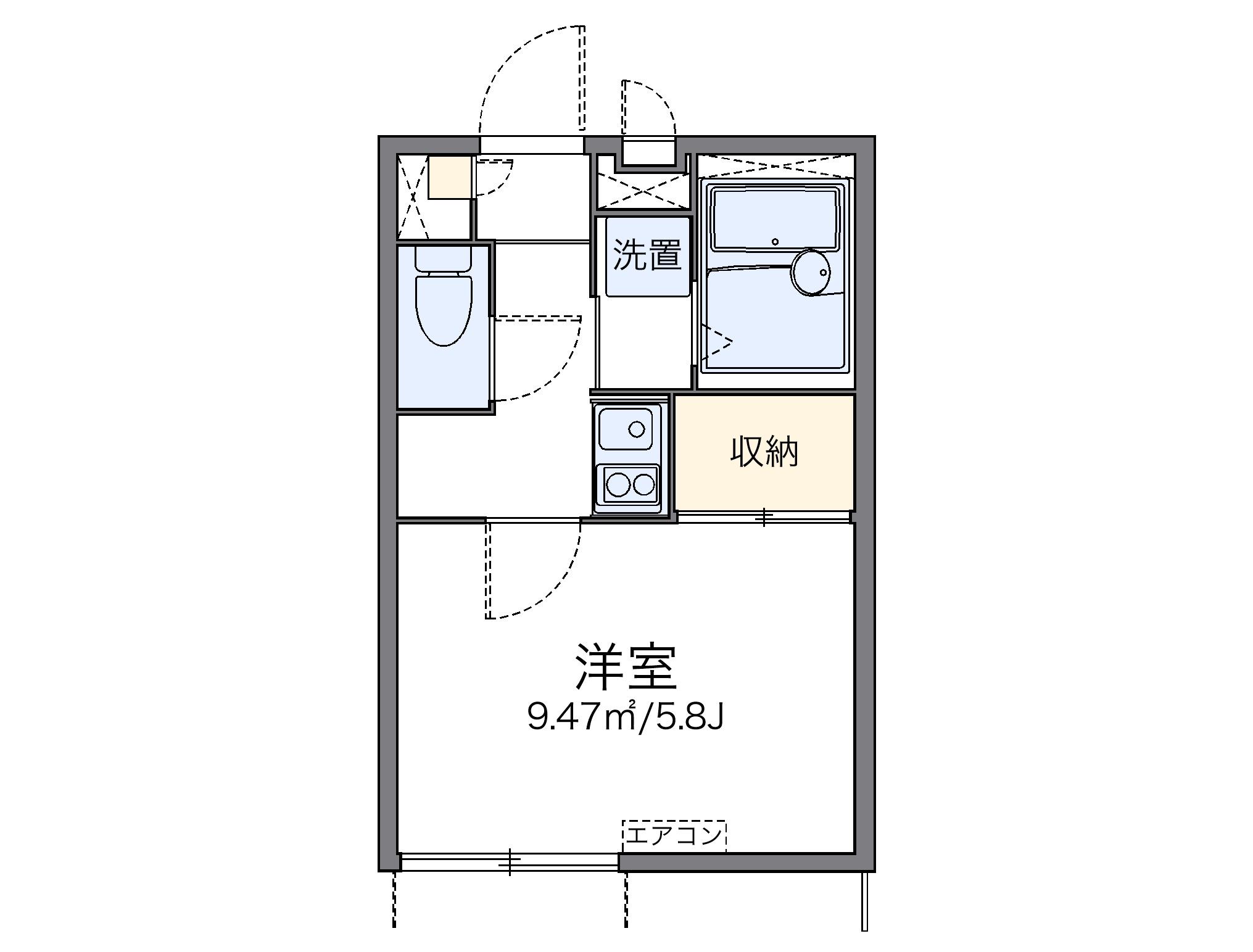 レオパレス虹(1K/1階)の間取り写真