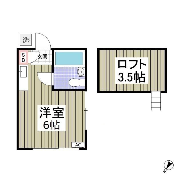 スマイルハウス第6(ワンルーム/2階)の間取り写真