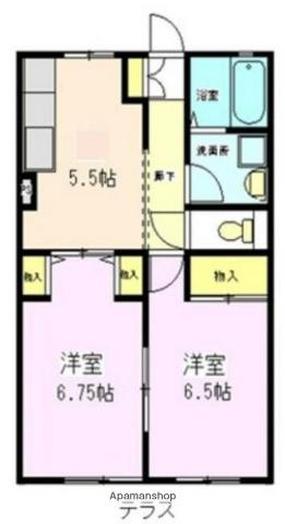 グリーンパレス斉藤分(2K/1階)の間取り写真