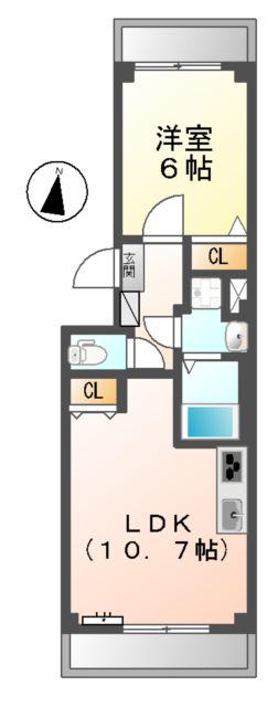 グロリア(1LDK/2階)の間取り写真