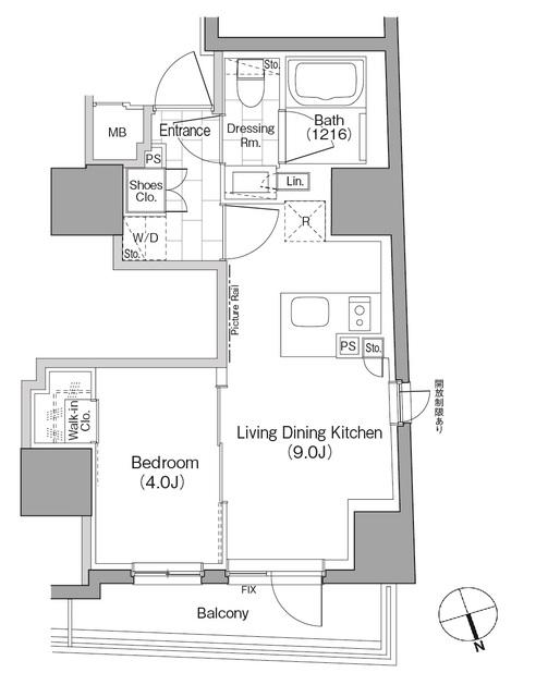 ザ・パークハビオ品川戸越(1LDK/12階)の間取り写真