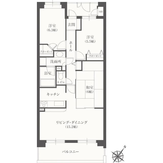 YMレジデンス相模大野(3LDK/4階)の間取り写真