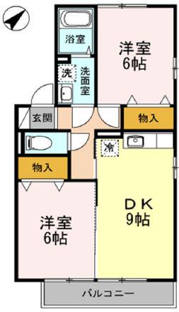 ガーデンハウス(2DK/2階)の間取り写真