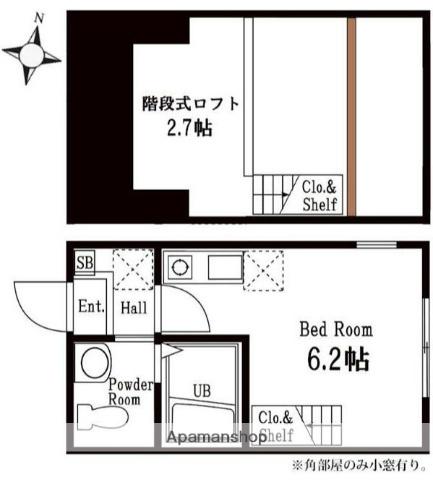 ハーミットクラブハウス大倉山ⅡB棟(ワンルーム/1階)の間取り写真