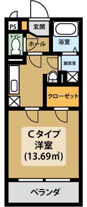 グランツ(1K/1階)の間取り写真