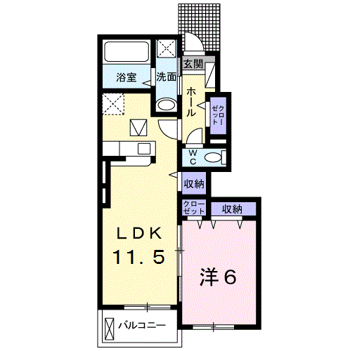 サンビレッジⅥ(1LDK/1階)の間取り写真