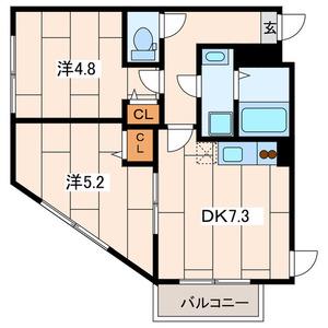 LES AILESⅤ(2DK/3階)の間取り写真