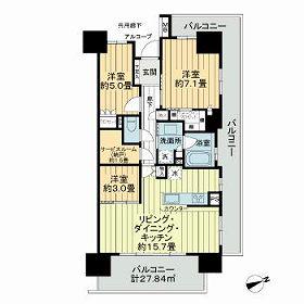 橋本レジデンス(3SLDK/13階)の間取り写真