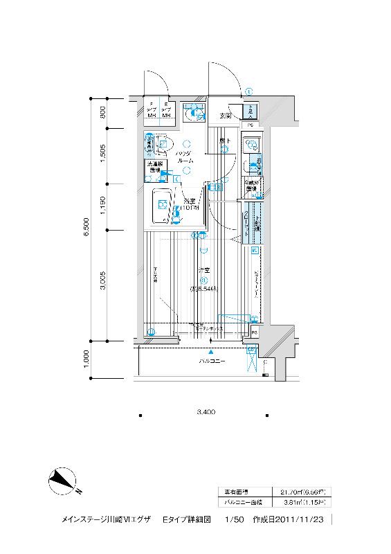 メインステージ川崎6エグザ(1K/7階)の間取り写真