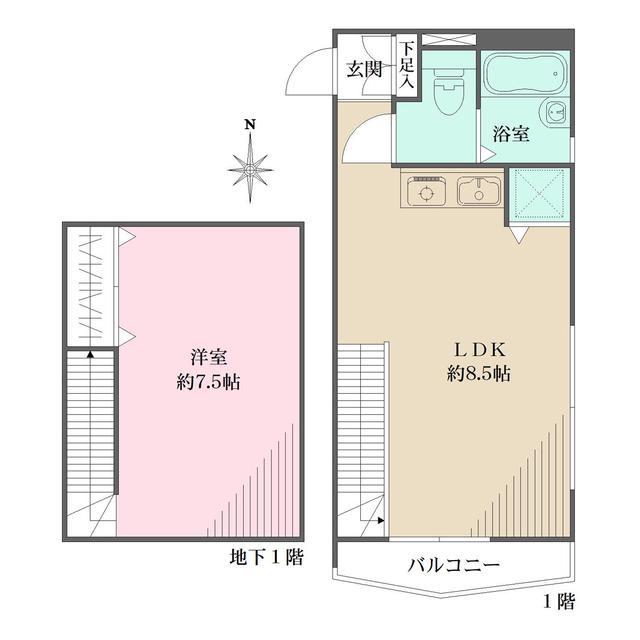 CERIA大倉山(1LDK/1階)の間取り写真
