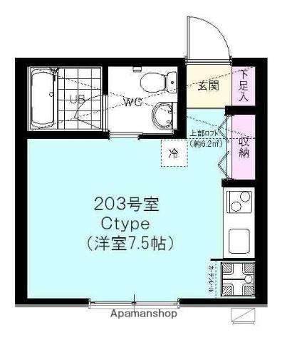 タスティ阪東橋(ワンルーム/2階)の間取り写真