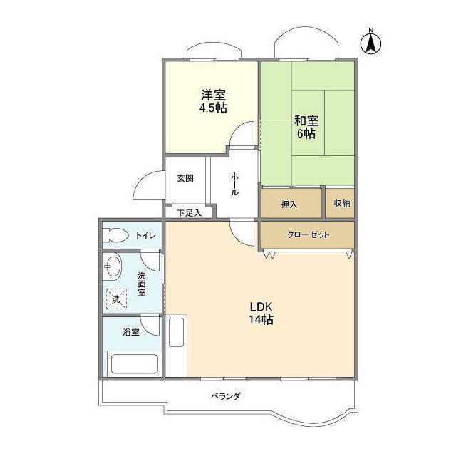 ビューラー風久保(2LDK/5階)の間取り写真