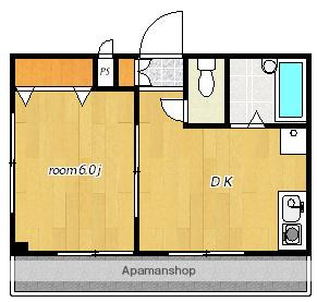 第五東和ビル(1DK/4階)の間取り写真