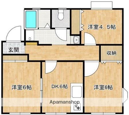 ハビテーションB(3DK/1階)の間取り写真