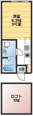 ブライティア弘明寺(ワンルーム/1階)の間取り写真