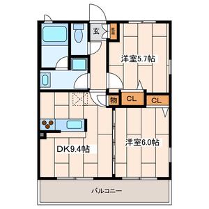 サンバレー上大岡6(2DK/2階)の間取り写真