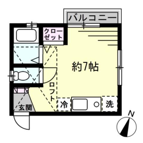 スクウェア二俣川(ワンルーム/2階)の間取り写真