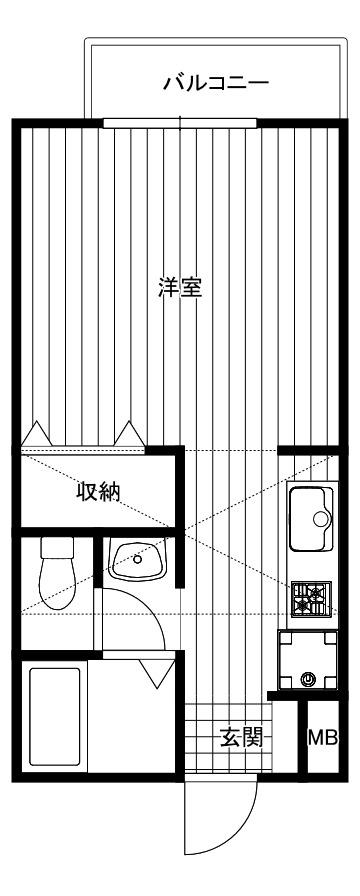 ソナチネの森(1K/2階)の間取り写真