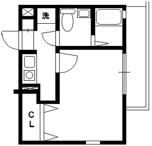 ルクール川崎(1K/3階)の間取り写真