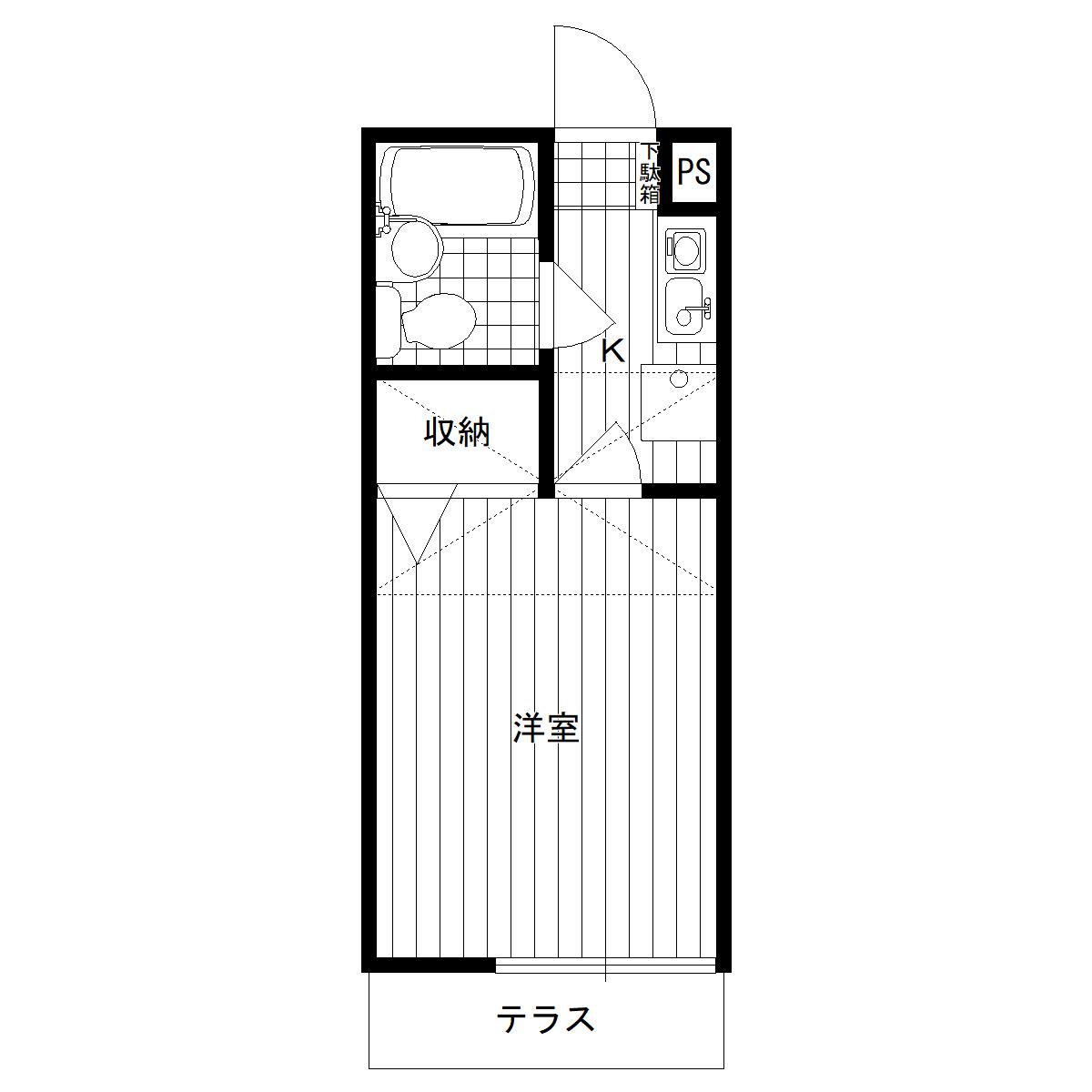 シティパレス中富2(1K/2階)の間取り写真