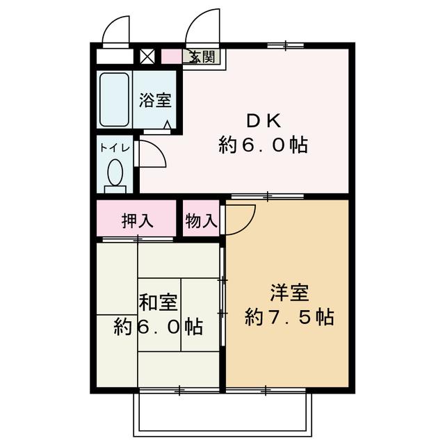 シティ堂山B(2DK/3階)の間取り写真