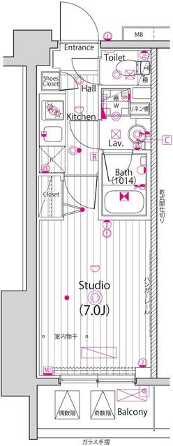 ガーラ・プライム横濱関内(1K/2階)の間取り写真