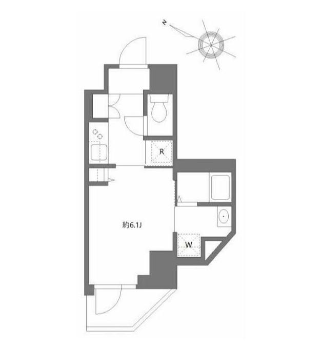 ハーモニーレジデンス新横浜(1K/2階)の間取り写真