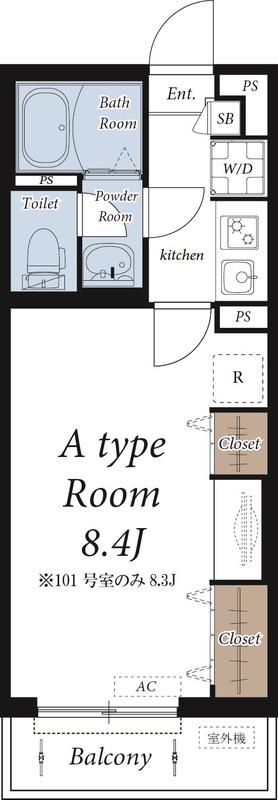 グレイス本厚木Ⅲ(1K/3階)の間取り写真