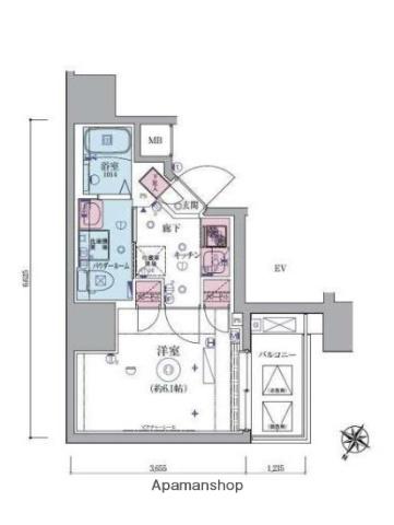 リヴシティ横濱生麦(1K/6階)の間取り写真