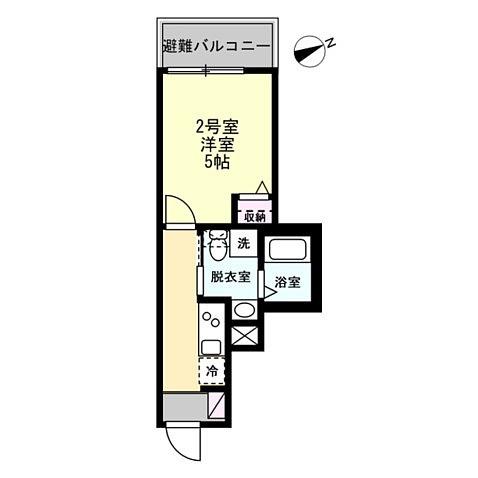 ベイルーム県立大学2(1K/2階)の間取り写真