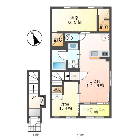 サニーサイド238(2LDK/2階)の間取り写真