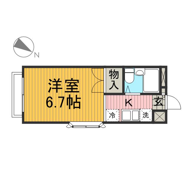 エステートピアクレイン(ワンルーム/2階)の間取り写真