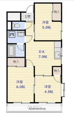 コーポ栄(3DK/3階)の間取り写真