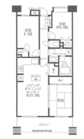 ライオンズマンションセントワーフ横濱パームコート(3LDK/2階)の間取り写真