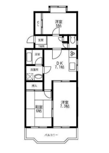 クレセール湘南(3DK/3階)の間取り写真