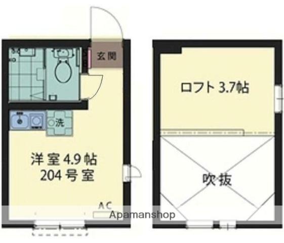 SPIANO二俣川(ワンルーム/2階)の間取り写真