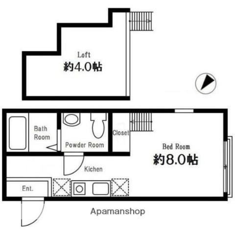 ハーミットクラブハウス岡沢町Ⅲ(ワンルーム/1階)の間取り写真